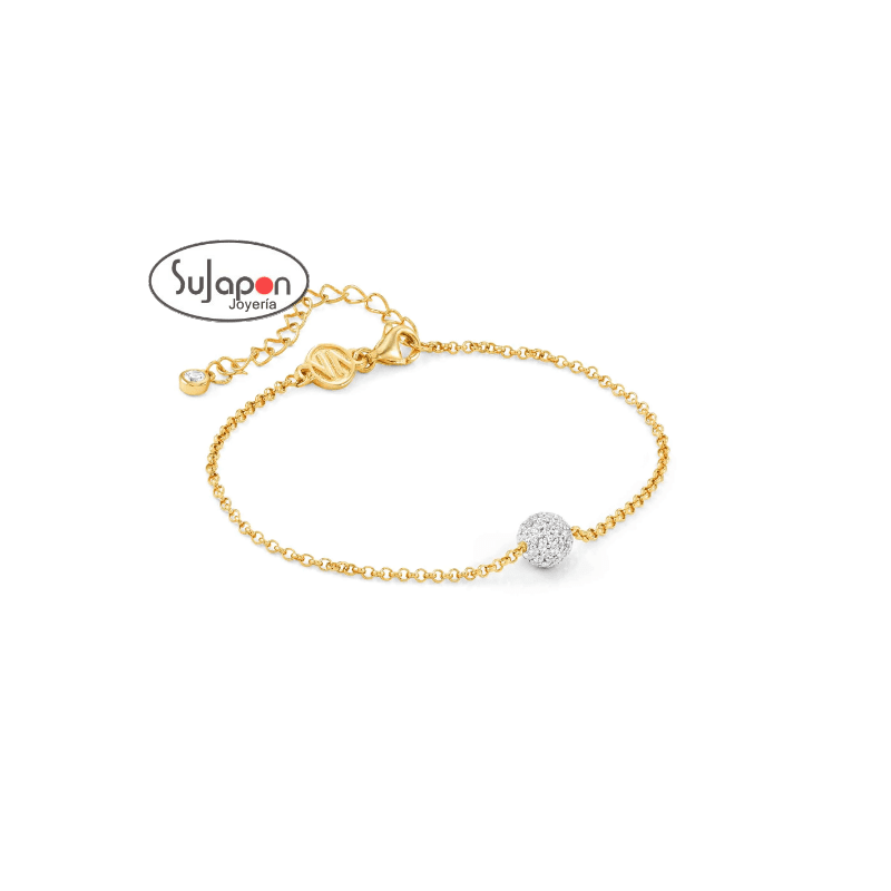 PULSERA PLATA CHAPADA Y CIRCONITAS NOMINATION