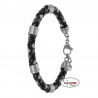 PULSERA  CUERO TRENZADO NEGRO Y GRIS  MAREA D00103/322