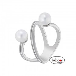 SORTIJA PLATA CON 2 PERLAS DE MAREA