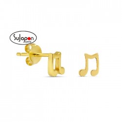 PENDIENTES DE PLATA NOTA MUSICAL DORADOS