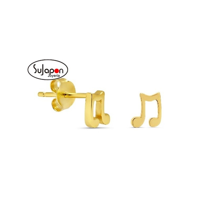 PENDIENTES DE PLATA NOTA MUSICAL DORADOS