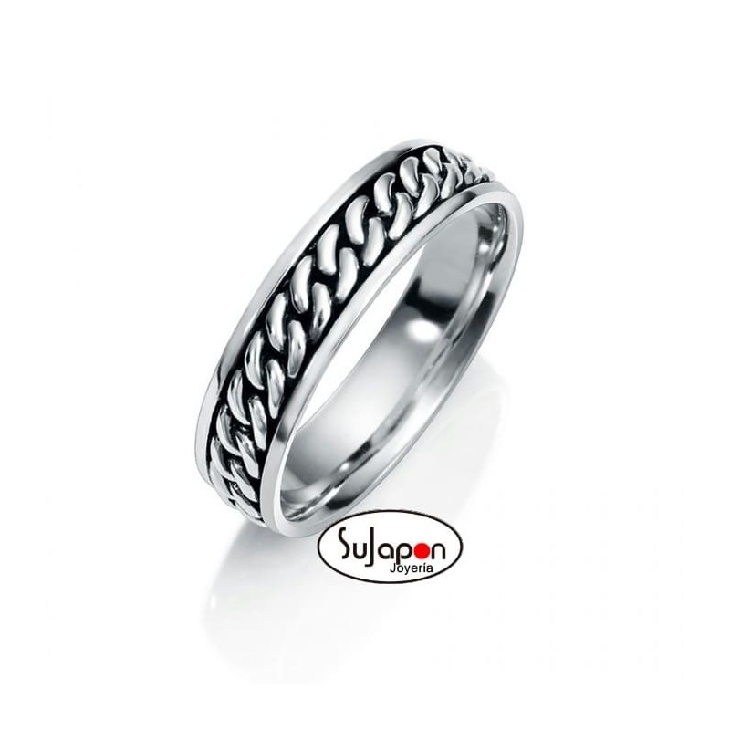 ANILLO HOMBRE PLATA ENVEJECIDA DIBUJO CADENA