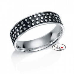 ANILLO HOMBRE PLATA ENVEJECIDA DIBUJO ESTRELLAS
