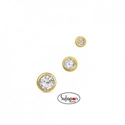 SET DE 3 PENDIENTES PLATA DORADOS CHATON 3 TAMAÑOS