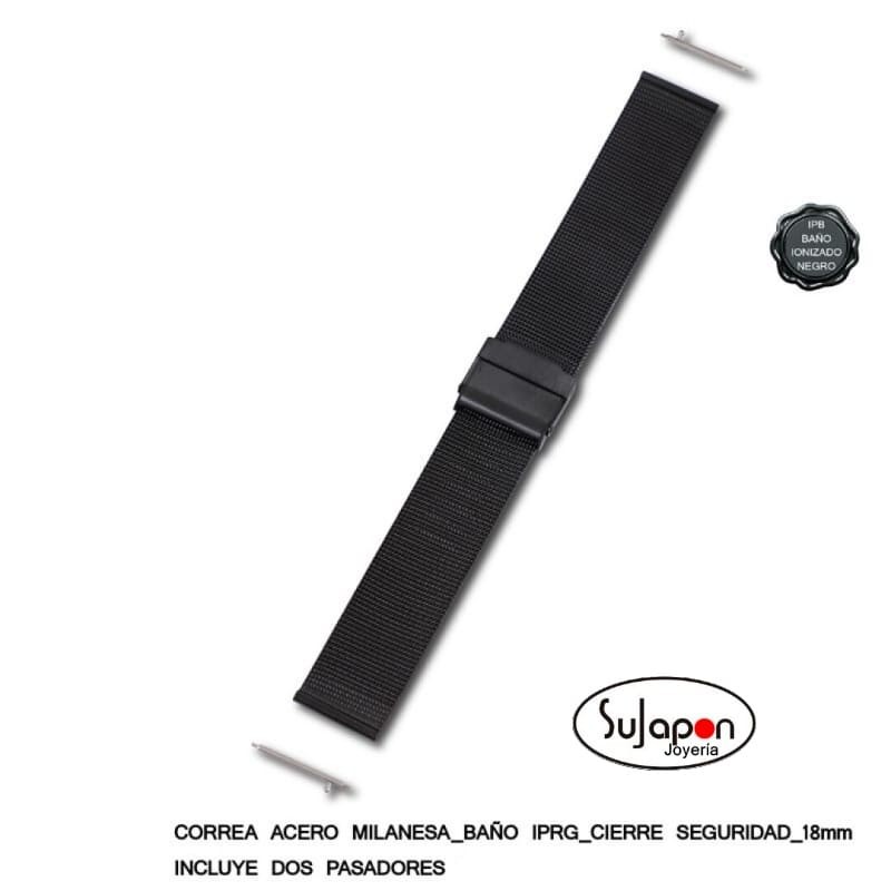 CORREA DE ACERO NEGRA TIPO MILANESA 18 mm.