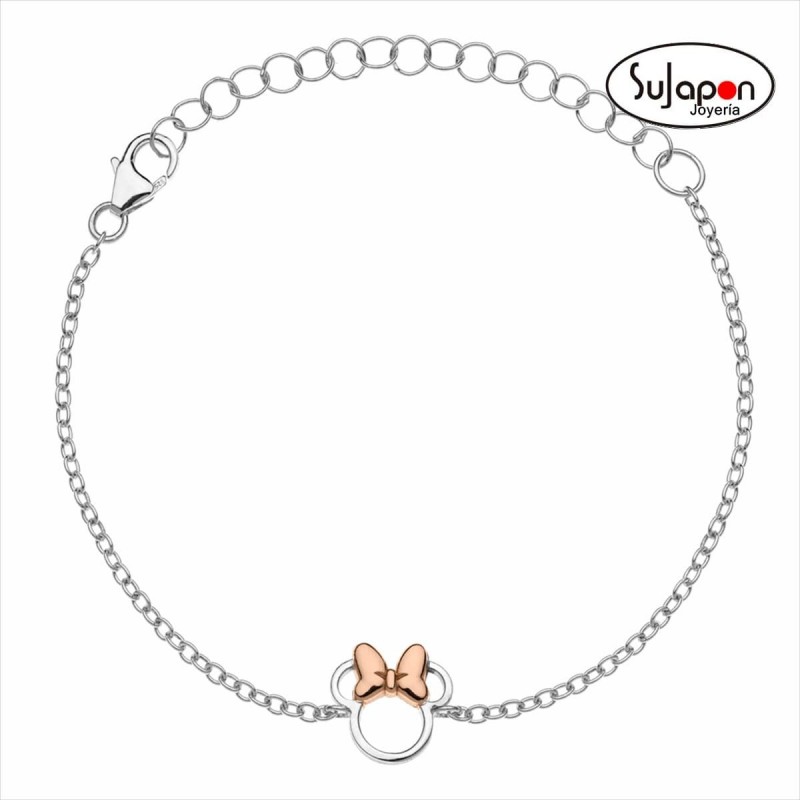 PULSERA DISNEY DE PLATA MINNIE LAZO ROSA