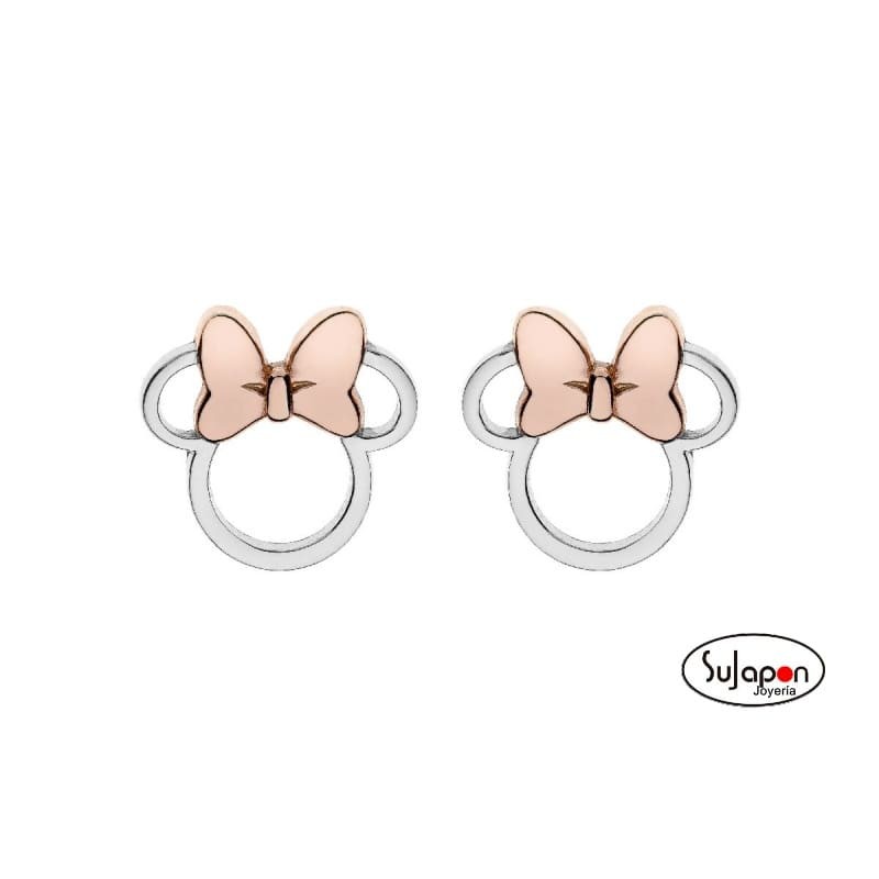 PENDIENTES DISNEY DE PLATA MINNIE LAZO ROSA