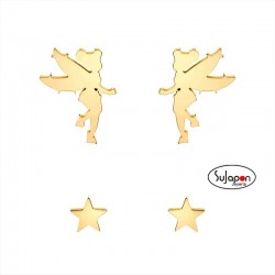 PENDIENTES DISNEY DE CAMPANILLA Y ESTRELLA DE ACERO DORADO