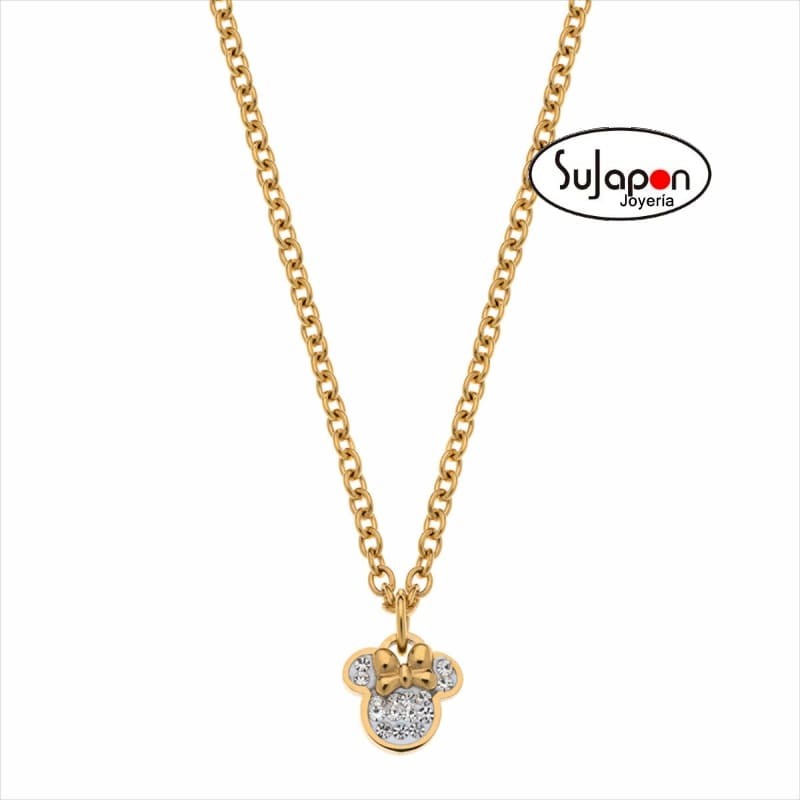 COLLAR DISNEY DE ACERO DORADO MINNIE CON CIRCONITAS