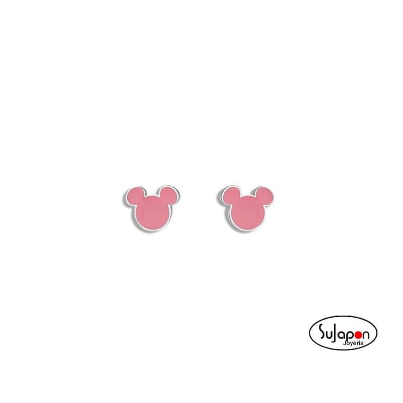 PENDIENTES DISNEY DE MICKEY MOUSE ROSA DE ACERO