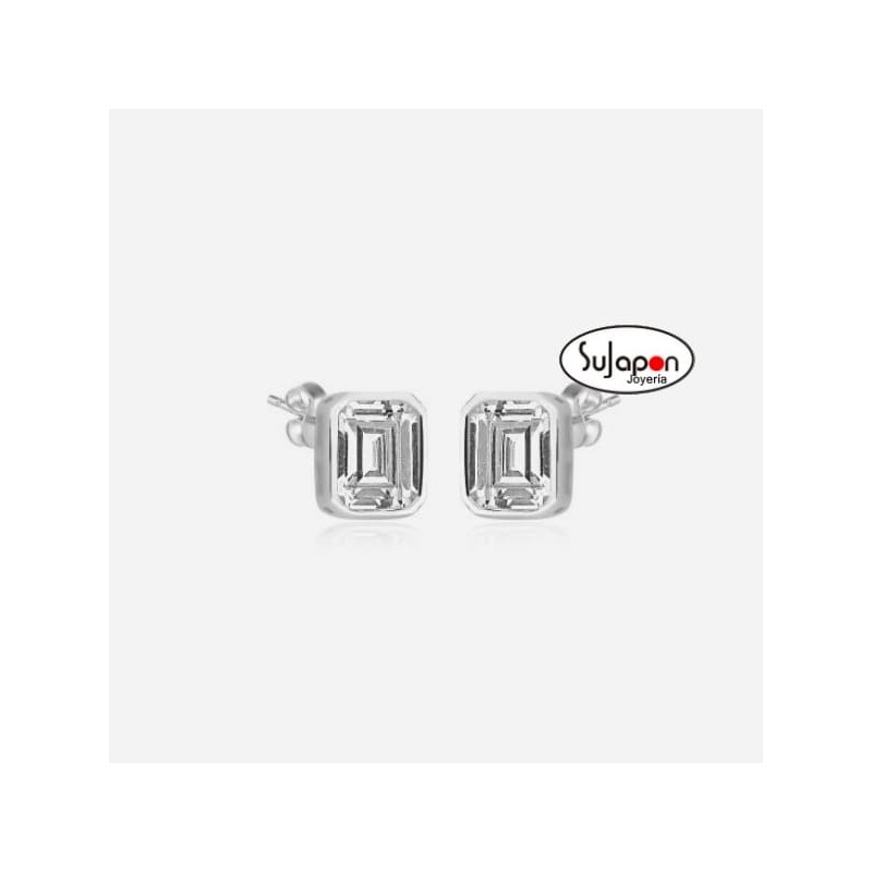Pendientes de plata con circonita rectangular Duward Jewells