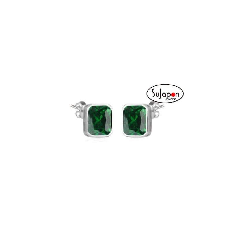 Pendientes de plata con circonita verde rectangular Duward Jewells