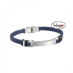 PULSERA CUERO AZULY CHAPA DE ACERO TREND DT3091.05