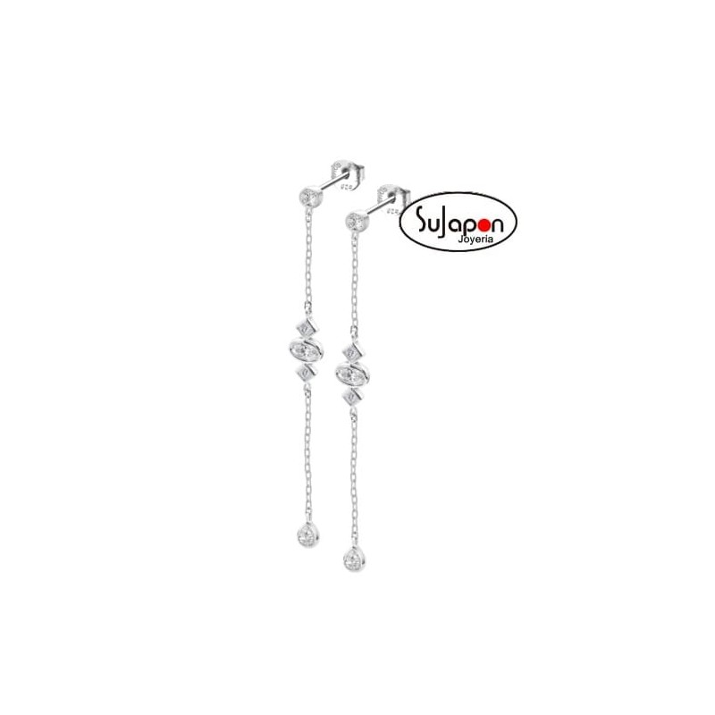 PENDIENTES LOTUS SILVER LARGOS CON CIRCONITAS