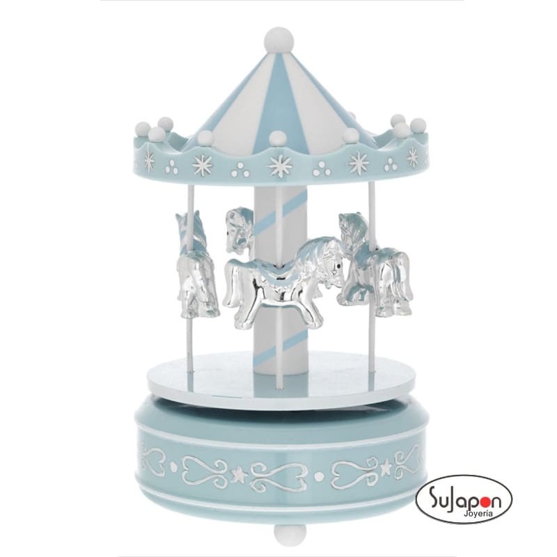CARRUSEL CABALLITOS PLATA Y AZUL