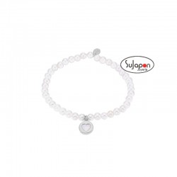 PULSERA PERLAS Y PLATA MAREA CON CORAZÓN NÁCAR