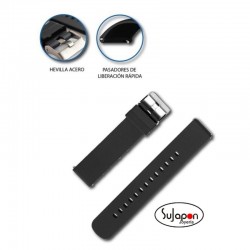 CORREA SILICONA NEGRA PARA SMARTWATCH O RELOJ 20MM