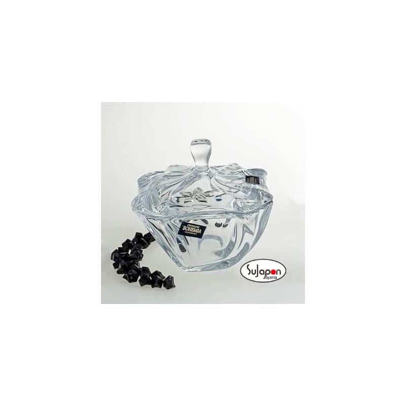 Bombonera cristal Bohemia Neptune pequeña con flor plata