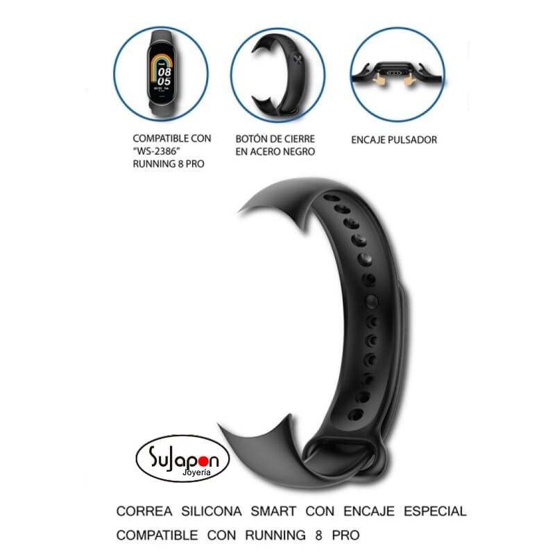 CORREA SILICONA SMARTBAND SAMI NEGRA