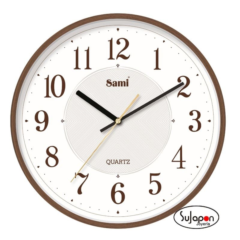 RELOJ DE PARED SILENCIOSO SAMI 30CM COLOR NOGAL