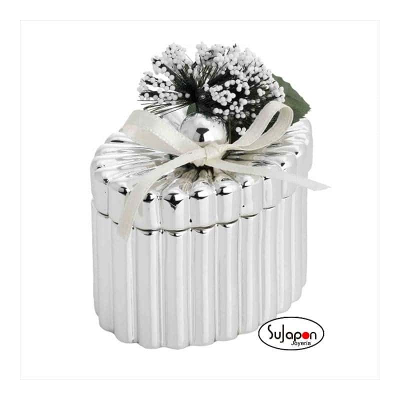 Caja cerámica plateada ovalada