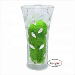 JARRÓN CRISTAL TALLADO RAMAS Y HOJAS DE PLATA