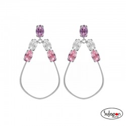 Pendientes de Plata con cristales rosa y blanco de Victoria Cruz