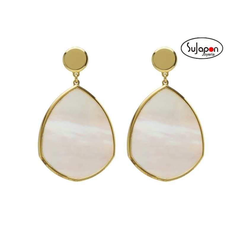 Pendientes plata bañado en oro y nácar de VICTORIA CRUZ