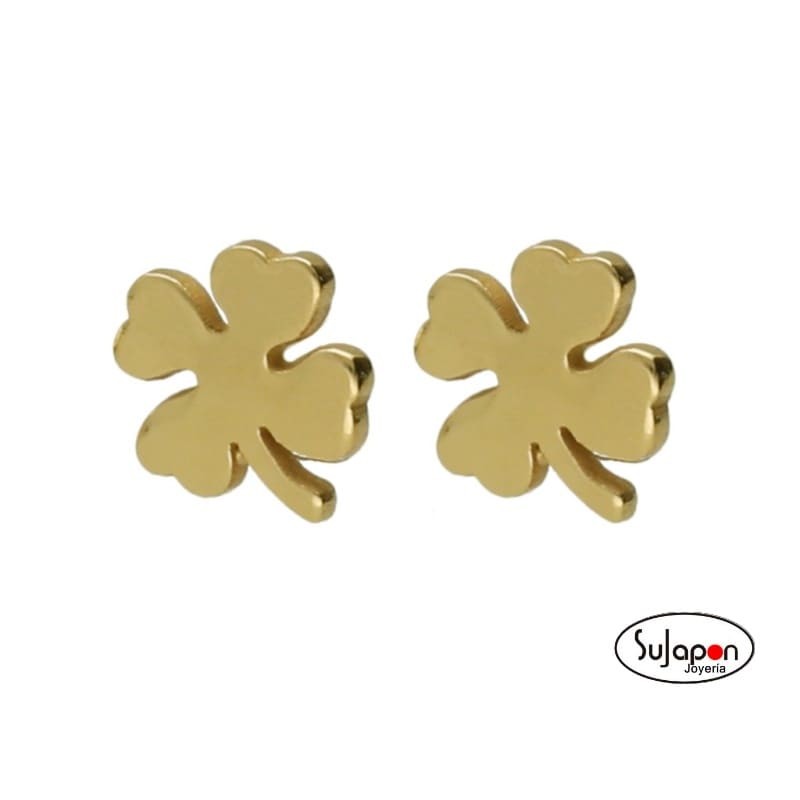 Pendientes plata bañado en oro trébol de VICTORIA CRUZ