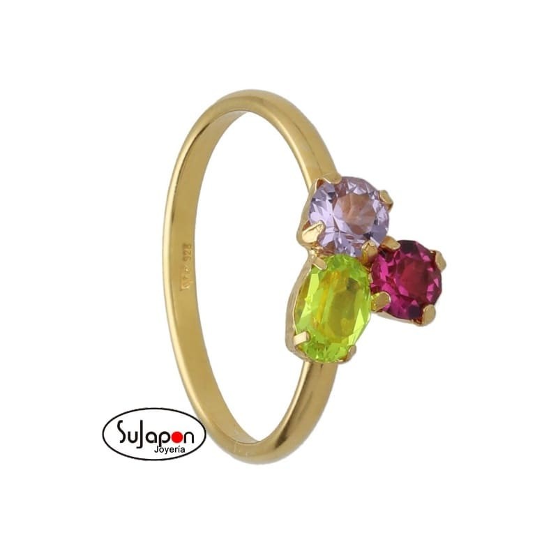 sortija plata y swarovski