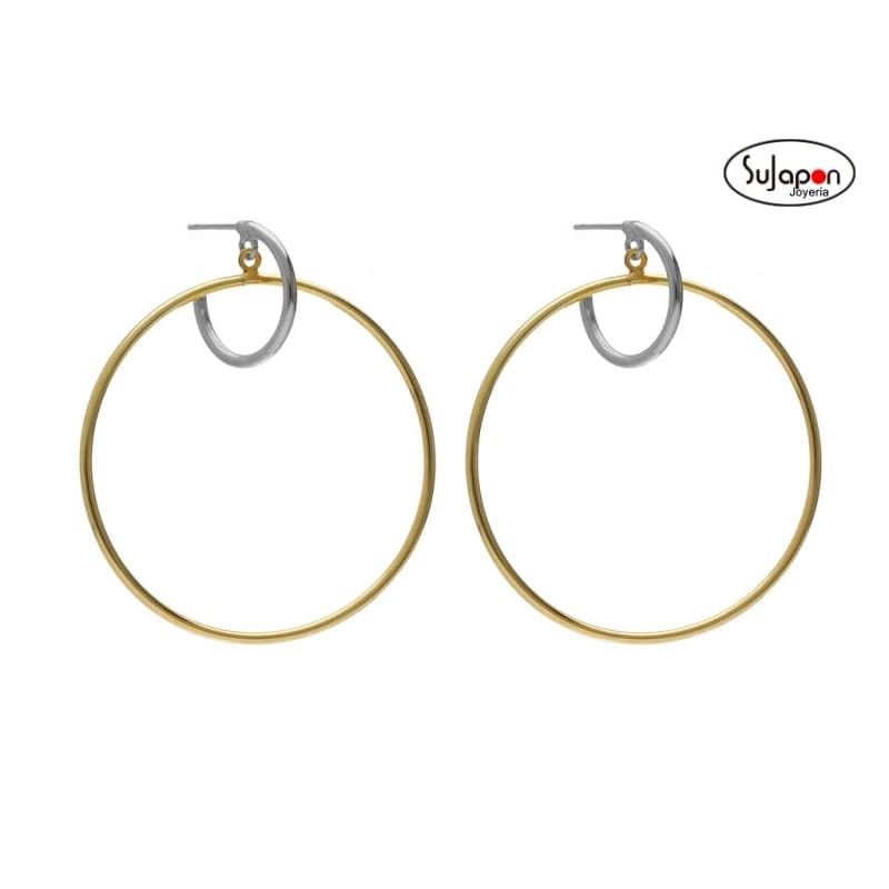 Pendientes plata de aro doble de VICTORIA CRUZ