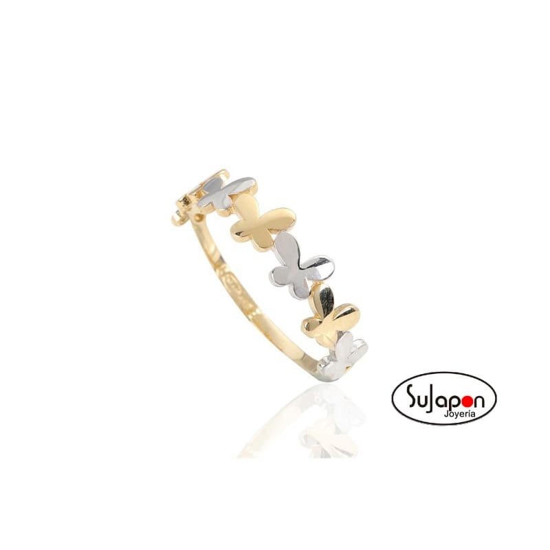 ANILLO ORO COMBINADO CON MARIPOSAS
