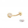Piercing de oro de ombligo flor con circonita