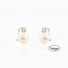 PENDIENTES DE ORO PERLA Y CIRCONITA 4 GARRAS CIERRE OMEGA