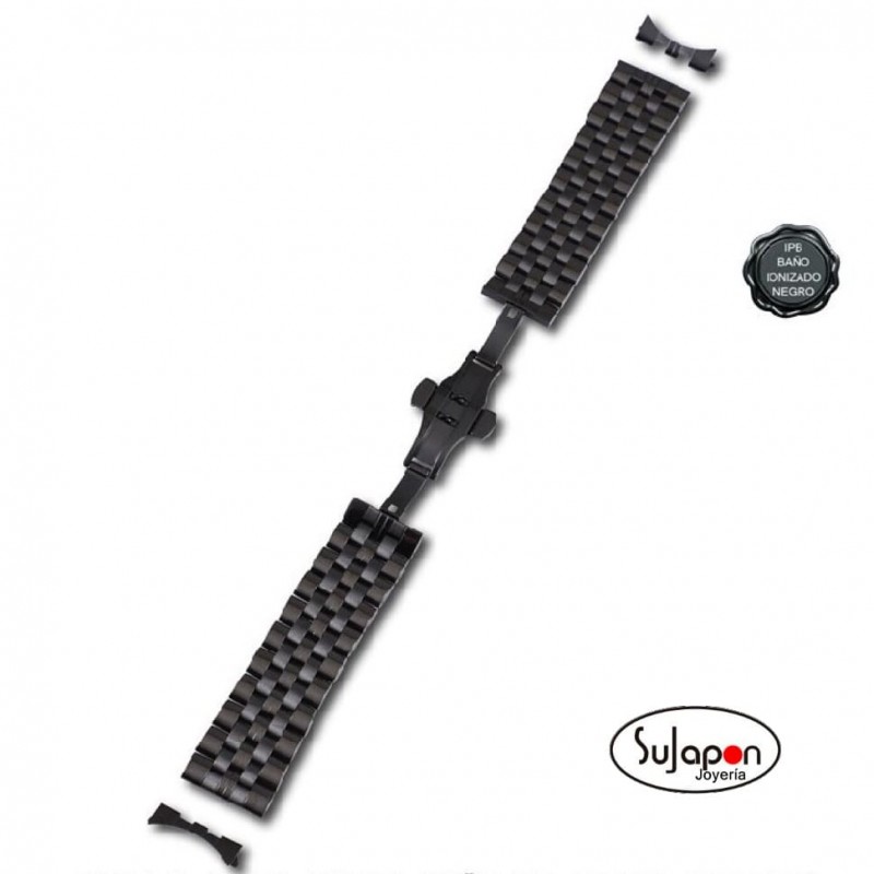 CORREA DE ACERO NEGRO 24 mm. CIERRE MARIPOSA