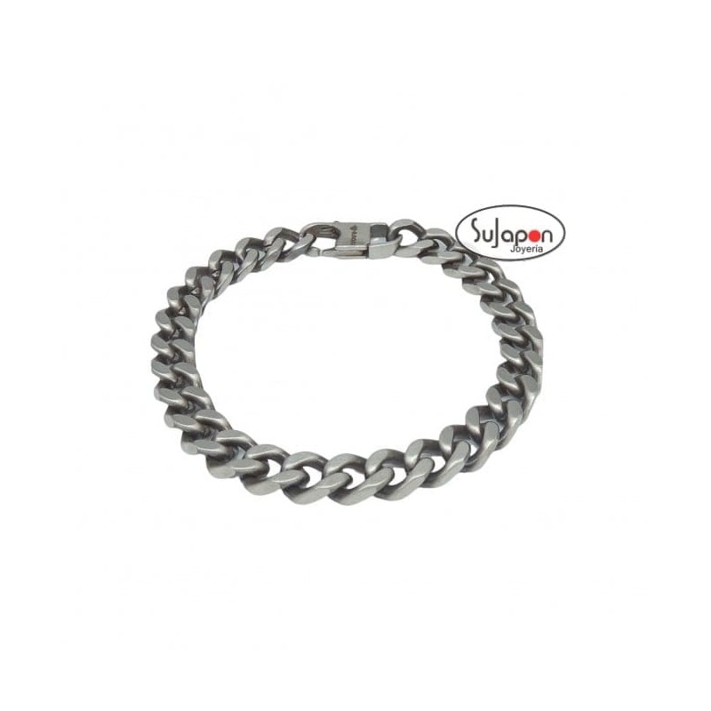 PULSERA  ACERO BARBADA COLOR NEGRO