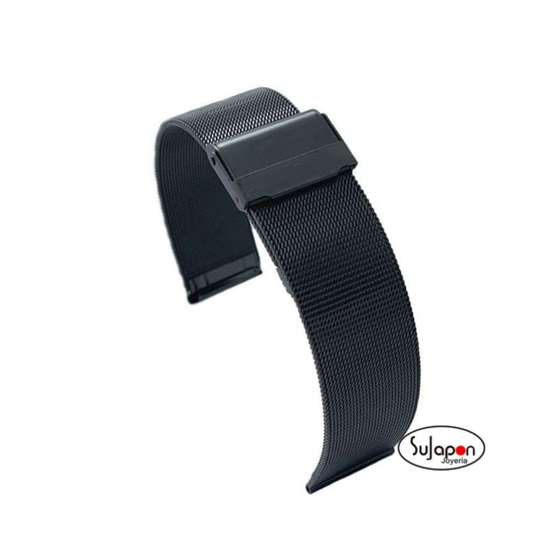 PULSERA DE ACERO NEGRA MALLA TIPO MILANESA