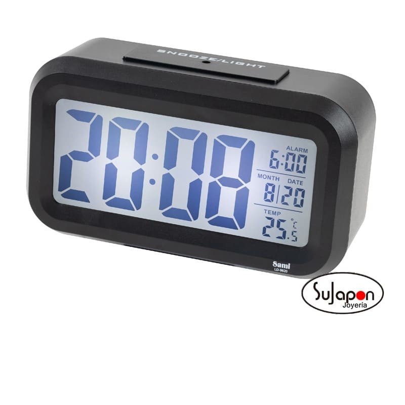 DESPERTADOR DIGITAL SAMI CON SENSOR DE LUZ 4 COLORES