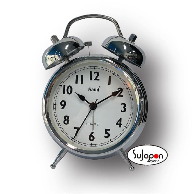 DESPERTADOR DE CAMPANA PLATEADO DE SAMI
