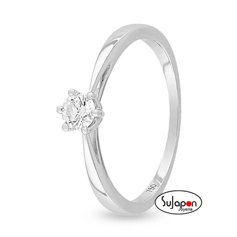 ANILLO DE COMPROMISO DE ORO BLANCO Y BRILLANTE 0.20