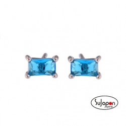 Pendientes Plata baguette agua marina