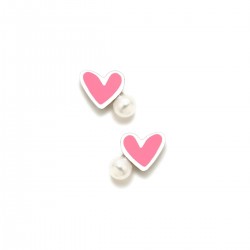 PENDIENTES NEWBEBE ROSCA CORAZÓN ROSA PERLA DE AGATHA RUIZ DE LA PRADA