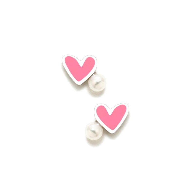 PENDIENTES NEWBEBE ROSCA CORAZÓN ROSA PERLA DE AGATHA RUIZ DE LA PRADA