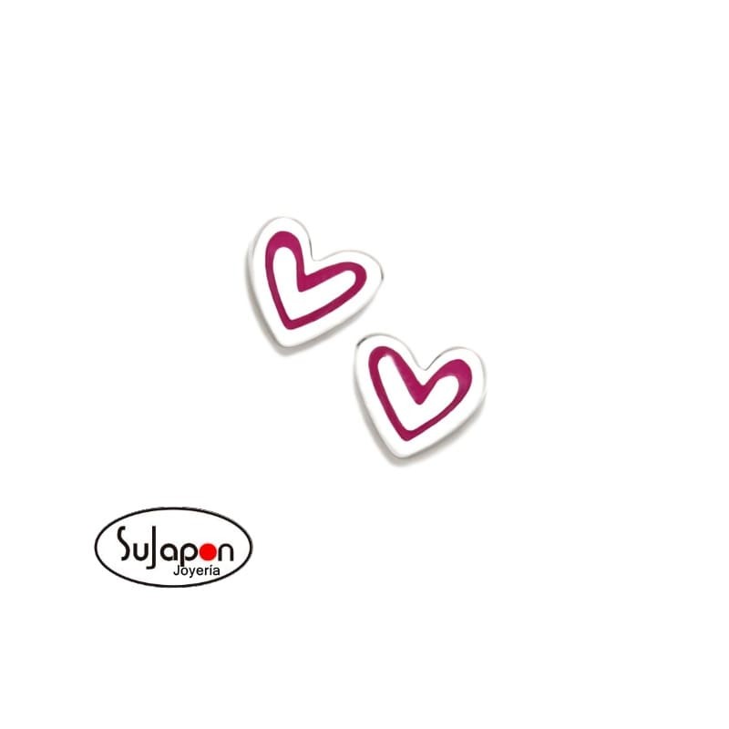 PENDIENTES NEWBEBE ROSCA CORAZÓN LÍNEA FUCSIA DE AGATHA RUIZ DE LA PRADA
