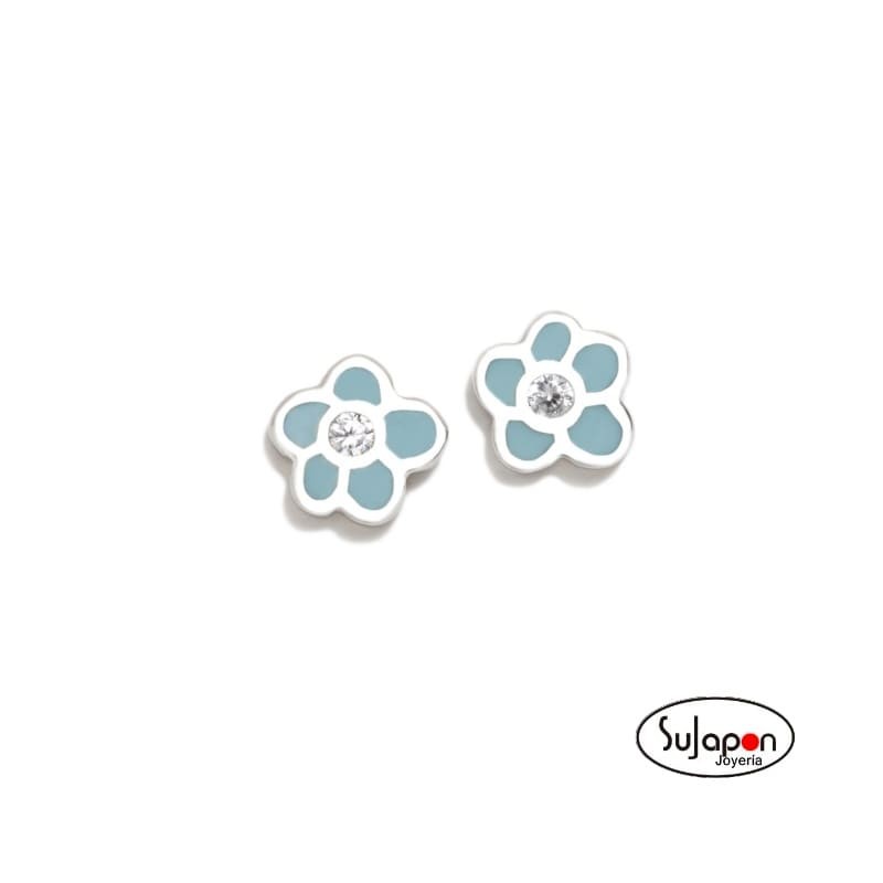 PENDIENTES ROSCA FLOR AZUL CON CIRCONITA DE AGATHA RUIZ DE LA PRADA
