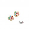 PENDIENTES ROSCA FLOR COLORES DE AGATHA RUIZ DE LA PRADA CHAPADO EN ORO