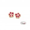 PENDIENTES ROSCA FLOR FUCSIA DE AGATHA RUIZ DE LA PRADA CHAPADO EN ORO