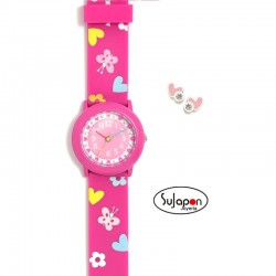 RELOJ BOMBÓN FUCSIA+ PENDIENTES CORZÓN AGATHA RUIZ DE LA PRADA