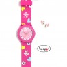 RELOJ BOMBÓN FUCSIA+ PENDIENTES CORZÓN AGATHA RUIZ DE LA PRADA