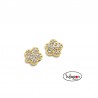 PENDIENTES ROSCA FLOR PAVÉ CON CIRCONITAS DE AGATHA RUIZ DE LA PRADA CHAPADO EN ORO